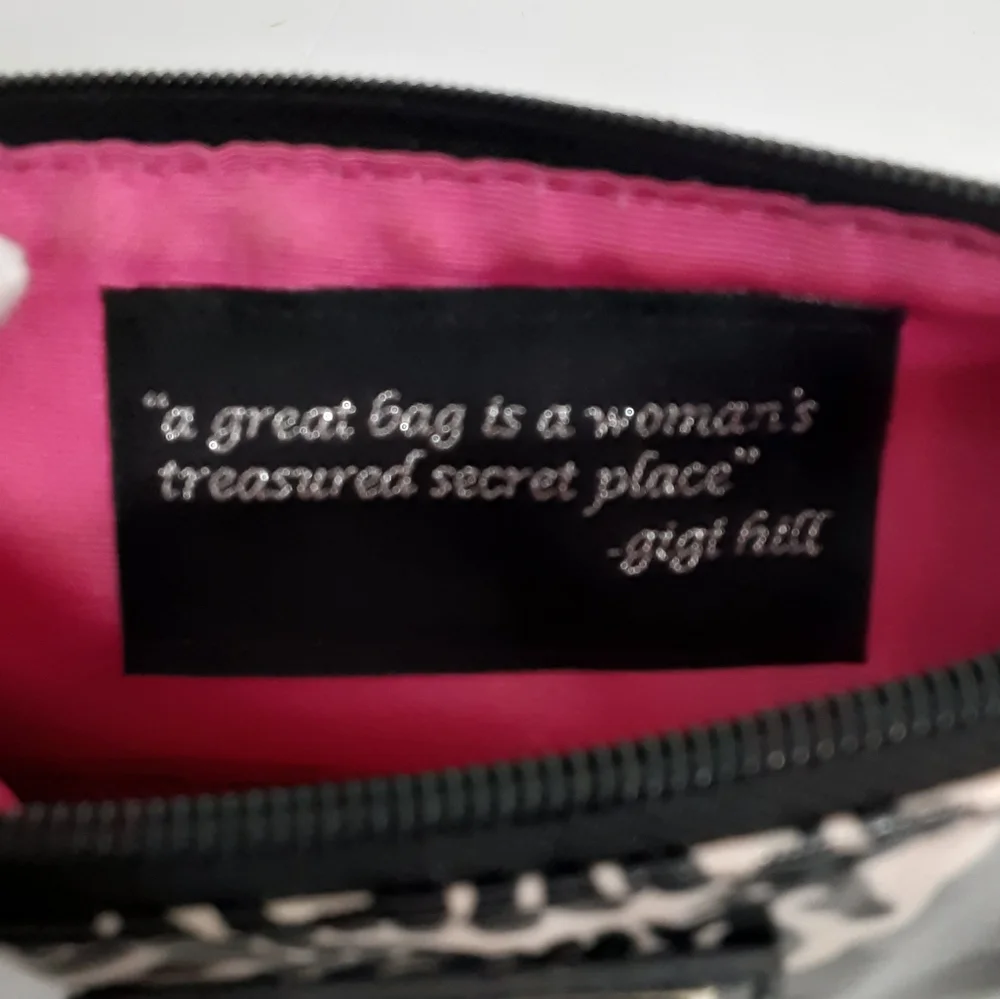 Gigi Hill Los Angeles black print makeup bag